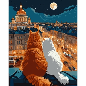 Картина по номерам, с подсветкой LED, 40х50 см Коти на даху 956646 Santi