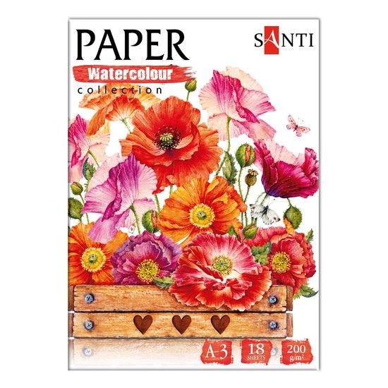 Акварельная бумага А3, 18 листов, плотность 200 г/м2 Botany Paper Watercolour Collection Santi