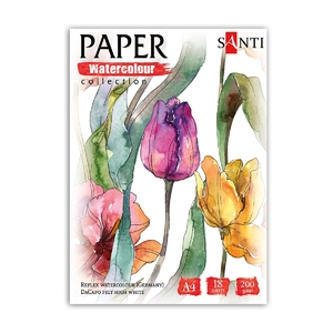 Папір для акварелі А4, 18 аркушів, щільність 200 г/м2 Flowers 130502 Santi