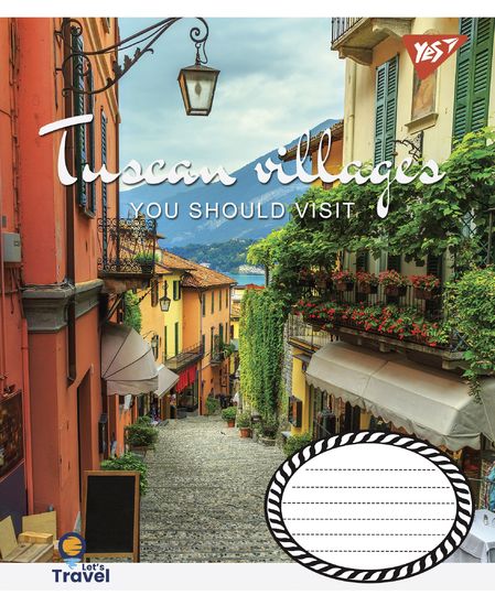 Зошит в клітинку 96 аркушів, кольорова обкладинка, дизайн: Tuscan villages Yes 766122