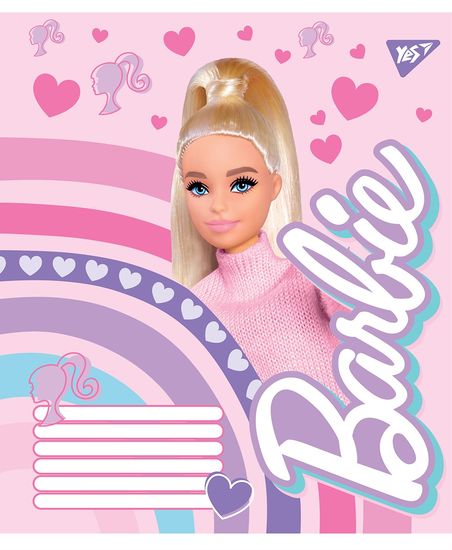 Зошит в  косу лінію 12 аркушів, кольорова обкладинка, дизайн: Barbie 766195 Yes