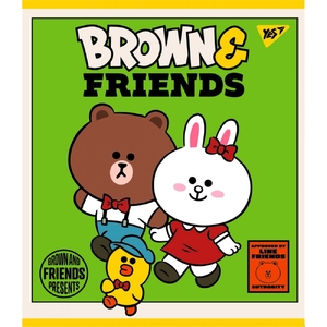 Тетрадь в линию 12 листов, цветная обложка, дизайн: Line Friends 766806 Yes