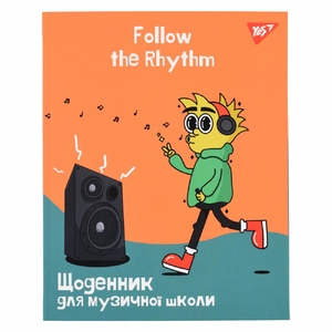 Щоденник для музичної школи А5, 48 сторінок, обкладинка картон твердий Follow the rhythm 911589 Yes
