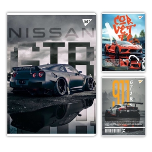 Тетрадь канцелярская А4, 48 страниц в клетку, обложка картон мягкий, микс Sport car 682000 Yes