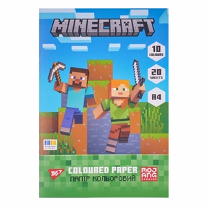 Бумага цветная А4, 20 листов (10 цветов), плотность 65 г/м2 Minecraft 955457 Yes