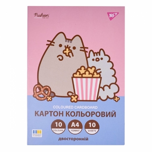 Картон кольоровий А4, 10 аркушів, 215 г/м2 Pusheen 955464 Yes