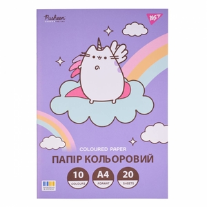 Бумага цветная А4, 20 листов (10 цветов), плотность 65 г/м2 Pusheen 955465 Yes