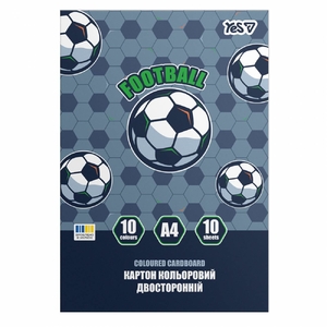 Картон цветной А4, 10 листов, плотность 215 г/м2 Football 955502 Yes