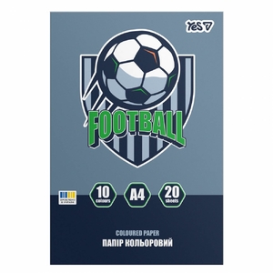 Бумага цветная А4, 20 листов (10 цветов), плотность 65 г/м2 Football 955496 Yes