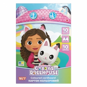 Картон цветной А4, 10 листов, плотность 215 г/м2 Gabby Dollhouse 956847 Yes