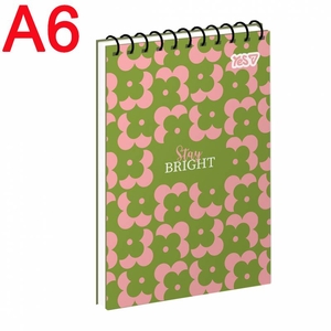 Блокнот А6, 80 страниц в клетку, обложка картон твердый Stay bright flower 152340 Yes