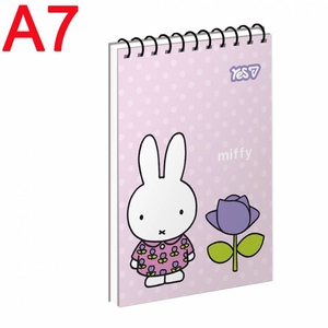 Блокнот А7, 80 сторінок в клітинку, обкладинка картон твердий Miffy flower 152349 Yes