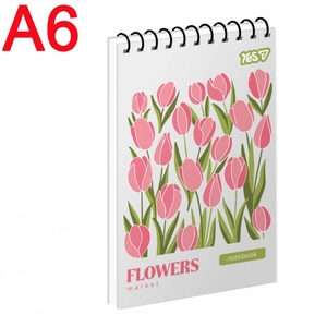 Блокнот А6, 80 страниц в клетку, обложка картон твердый Flowers Soft Petals 152493 Yes