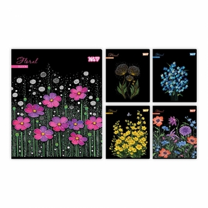Тетрадь в клетку 48 листов, цветная обложка, дизайн: Floral bloom Yes 768594