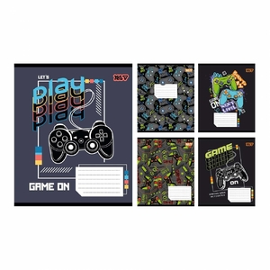 Тетрадь в косу линию 12 листов, цветная обложка, дизайн: Game Yes 768666