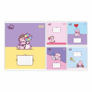 Тетрадь в косу линию 12 листов, цветная обложка, дизайн: Pembe the Cat Yes 769044