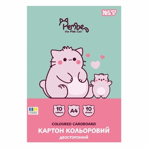 Картон кольоровий А4, 10 аркушів, щільність 215 г/м2 Pembe the Cat 956963 Yes