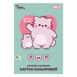 Картон цветной А4, 10 листов, плотность 215 г/м2 Pembe the Cat 956964 Yes