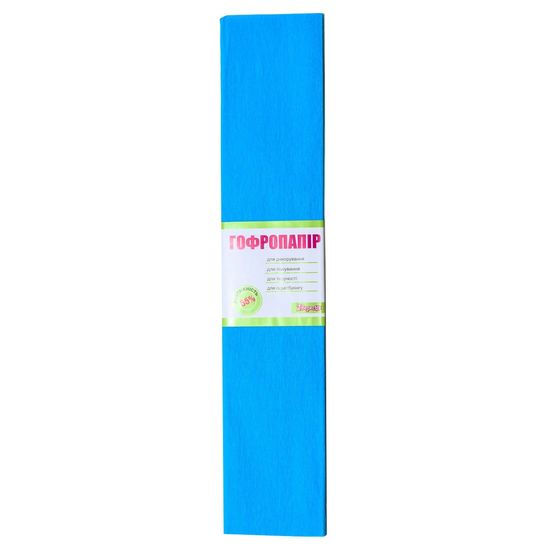 Гофрированная бумага светло-голубая, 200х50 см, растяжимость 55% 1 Вересня