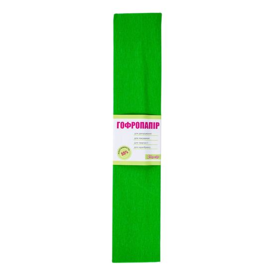 Гофрований папір світло-зелений, 200х50 см, розтяжність 55% 1 Вересня