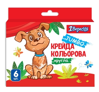Крейда кольорова 6 шт Zoo Land JUMBO 1Вересня
