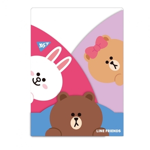 Папка-уголок А4, 3 фигурные отделения Line Friends 492084 Yes