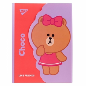 Папка для зошитів пластикова А4, на липучці Line Friends. Choco 492110 Yes