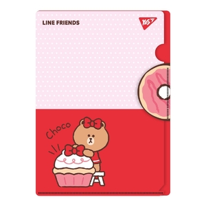 Папка-уголок А4, с клапаном Line Friends. Choco 492111 Yes