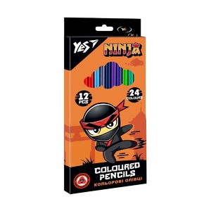 Олівці кольорові двосторонні, 24 кольори (12 шт) Ninja 290707 Yes