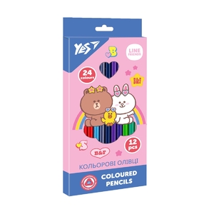 Карандаши цветные двусторонние, 24 цвета (12 шт) Line Friends 290713 Yes