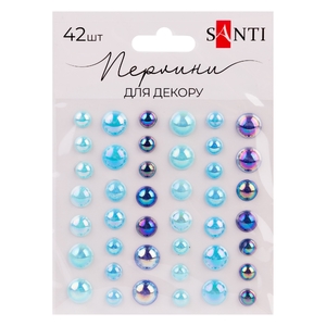 Жемчужины самоклеящиеся голубые, 42 шт в наборе Beads 743005 Santi