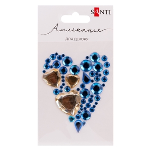 Аплікація зі страз, 7х8 см Синьо-жовте серце 743028 Santi