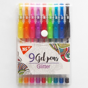 Набор гелевых ручек, 9 цветов, 0,8 мм Glitter 420431 Yes