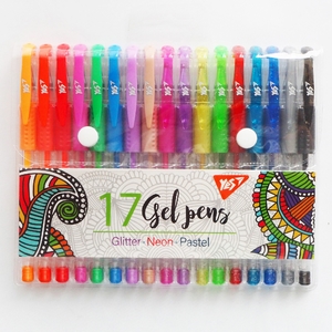 Набор гелевых ручек, 17 цветов, 0,8 мм Glitter. Neon. Pastel 420434 Yes
