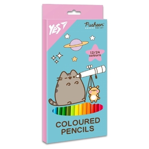 Карандаши цветные двусторонние, 24 цвета (12 шт) Pusheen Cheek 290745 Yes