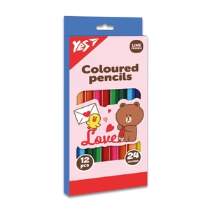 Олівці кольорові двосторонні, 24 кольори (12 шт) Line Friends Choco love 290746 Yes