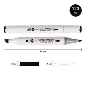 Скетч-маркер чорний SA-120 Professional 390834 Santi