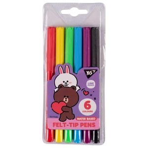 Фломастеры, 6 цветов, на водной основе Line Friends 650541 Yes