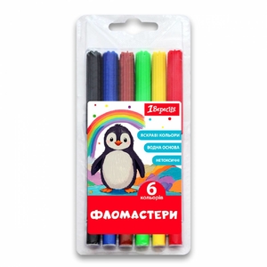 Фломастери, 6 кольорів, на водній основі 650542 1 Вересня