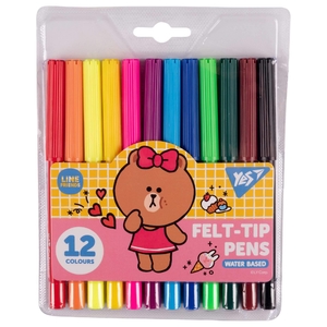 Фломастери, 12 кольорів, на водній основі Line Friends 650546 Yes