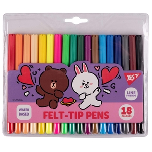 Фломастери, 18 кольорів, на водній основі Line Friends 650551 Yes