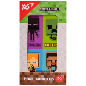 Стікери-закладки пластикові, 4 види по 20 аркушів Minecraft 170418 Yes