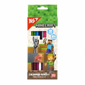 Карандаши цветные двухстронные, 24 цвета (12 шт) Minecraft 290763 Yes