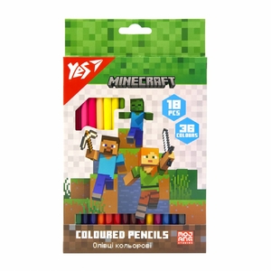 Карандаши цветные двусторонние, 36 цветов (18 шт) Minecraft 290768 Yes