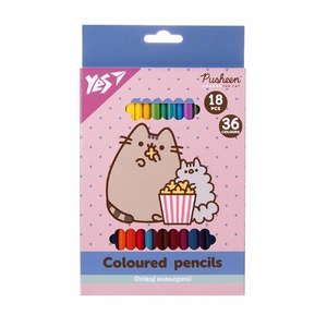 Карандаши цветные двусторонние, 36 цветов (18 шт) Pusheen 290769 Yes
