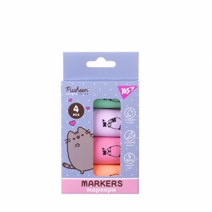 Набір текстових маркерів, 4 кольори Pusheen 391094 Yes