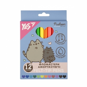 Фломастери, 12 кольорів, на водній основі Pusheen 650581 Yes