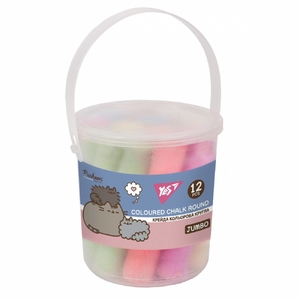 Мел цветной, 7 цветов (12 шт), в пластиковом ведерке JUMBO Pusheen 400550 Yes