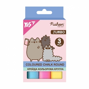 Мел цветной, 3 цвета JUMBO Pusheen 400553 Yes