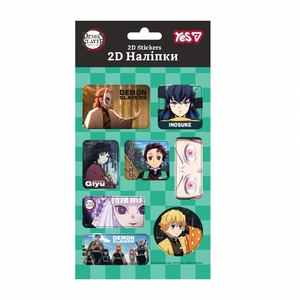 Набор 2D наклейок пластиковых, 8 шт на листе Demon Slayer 708526 Yes